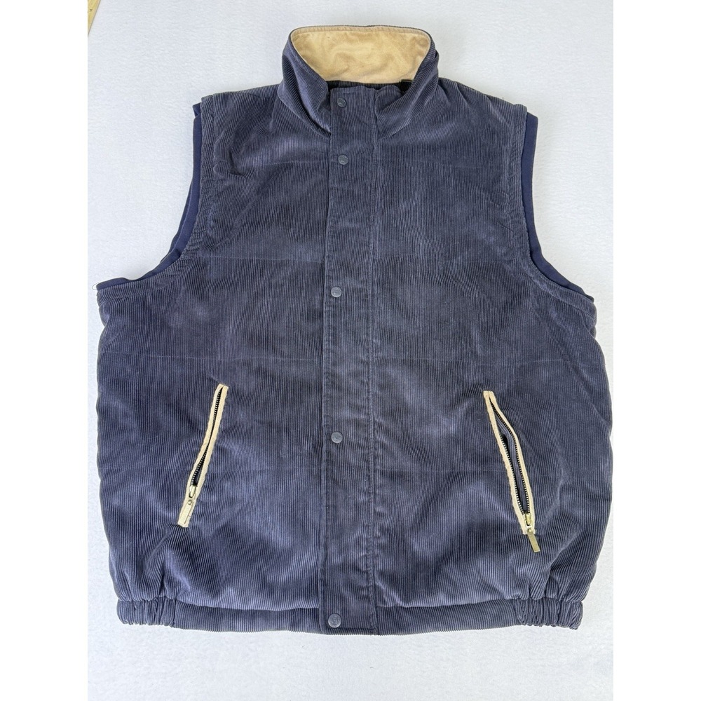 Ben Hogan Corduroy‎ golf full zip Snap vest North Carolina Brown Large